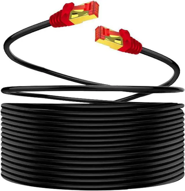 Alt view image 3 of 7 - Outdoor CAT 7 Ethernet Cable 80 ft,Yeung Qee CAT7 ethernet Cable RJ45 LAN Cable Gigabit Network Patch Cord SSTP Waterproof Direct Burial for Modem, Router, Patch Panel, PC,Laptop(80FT/25m)