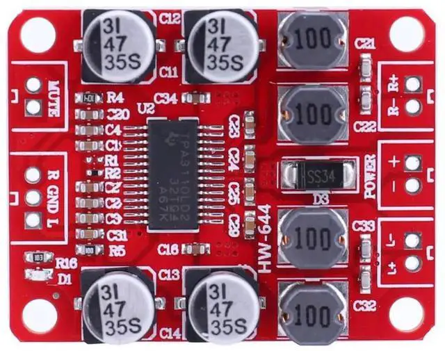 Alt view image 3 of 3 - JAENFONG TPA3110 Digital Audio Amplifier Board DC 8-26V 12V 15W+15W Power Amplifier Board Electronics Design for 4-10 Ohm Speaker