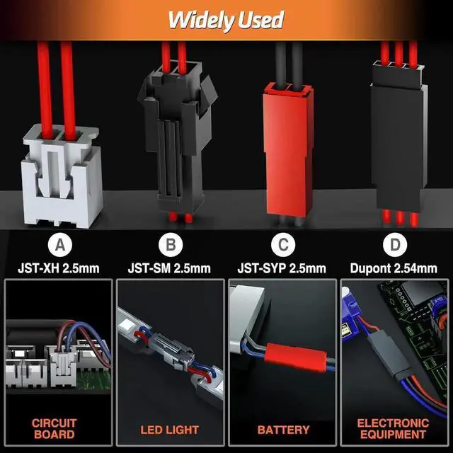 Alt view image 4 of 7 - Crimp Tool Connector Kit, JST-XH/SM/SYP 2.5mm and Dupont 2.54mm Connector Set, 27 Types of Connectors, 30-20 AWG Ratcheting Crimper for JST Series,KF2510,Molex,AMP EI Series