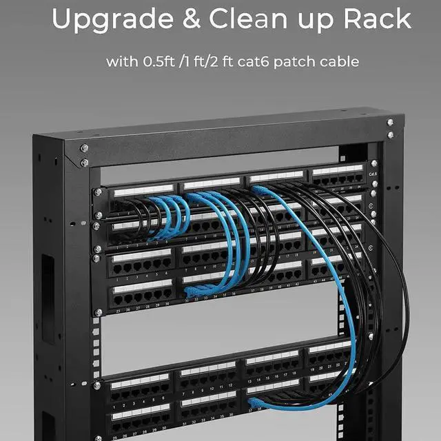 Alt view image 7 of 7 - Patch Panel 24 Port Cat6 Bundle with Patch Cables Cat6 1ft 24 Pack Black