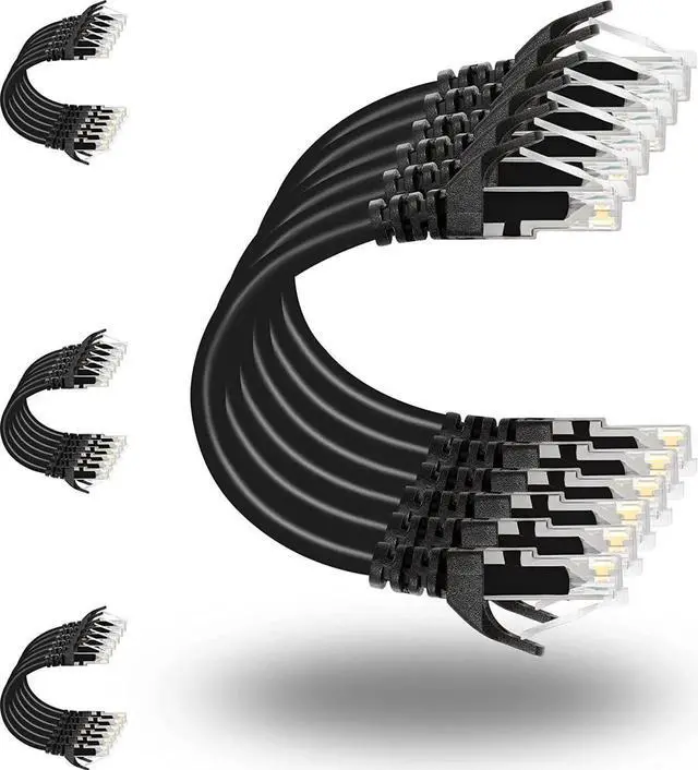 Alt view image 6 of 7 - Patch Panel 24 Port Cat6 Bundle with Patch Cables Cat6 1ft 24 Pack Black