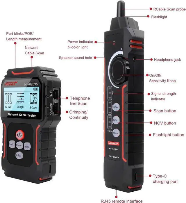 Alt view image 2 of 6 - Advanced Network Cable Tester with PoE& NCV,Cable Length Test,Port Flashing,Multifunction Anti Interference Scanning Modes Wire Tracker