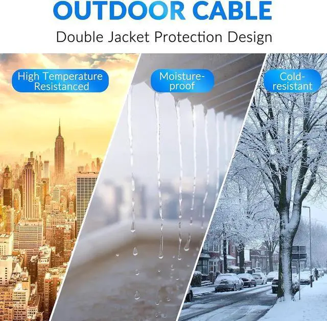Alt view image 3 of 7 - Cat6 Outdoor Ethernet Cable 500 FT with Tool Kit, Heavy Duty Network Internet DIY Bulk Cord, Support Cat 6 Cat5e Cat5, UTP, CCA, Waterproof, PVC & LLDPE UV Double Jackets, in Wall, Direct Burial, POE