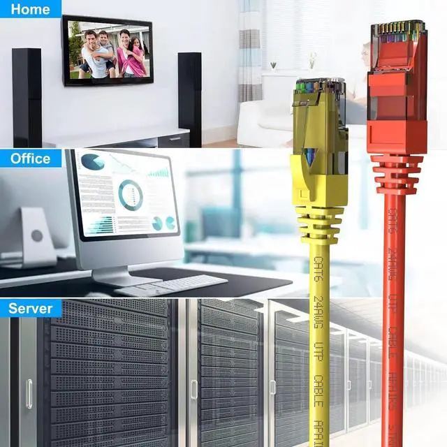 Alt view image 2 of 7 - Cat6 Patch Cables 0.5 Feet (6 Pack), Cat 6 Ethernet Cable, 24AWG CCA, UTP Network Cord, Internet Cable, Compatible for PC, Laptop, Router, Switch, Server, Printer, RJ45 LAN with 25 Cable Ties - 0.5FT