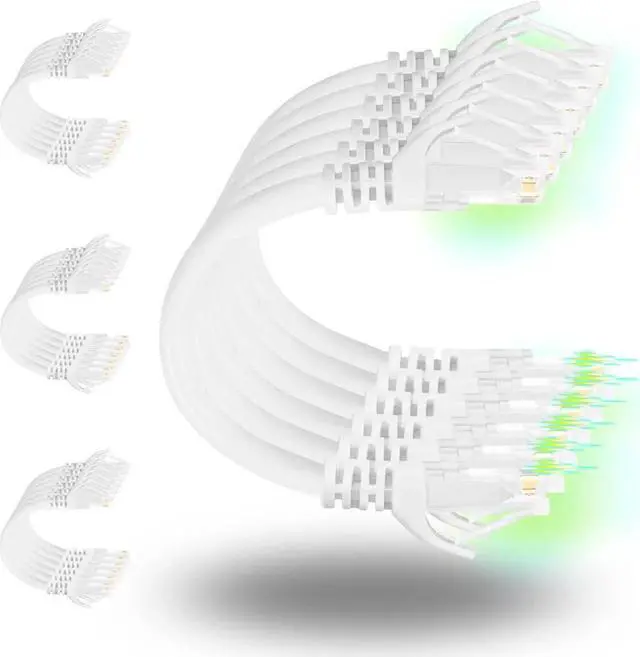 Main image of Patch Cables Cat6 2ft (24 Pack), Ethernet Patch Cable 10G, Cat 6 Patch Cable for Patch Panel to Switch, Flexiable Cat 6 Ethernet Cable with Gold Plated - White