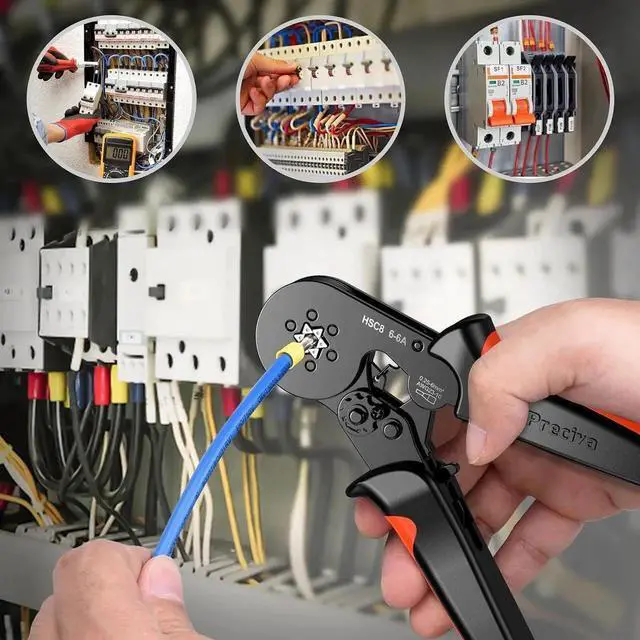 Alt view image 5 of 7 - Ferrule Crimping Tool,Hexagonal Sawtooth Self-Adjustable Ratchet Wire Terminals Crimper for AWG23-10 Bootlace End-Sleeves Ferrule