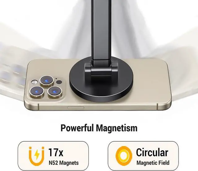 Alt view image 7 of 7 - UGREEN Magnetic Phone Stand for MagSafe, Height Adjustable iPhone Stand for Desk with 360° Rotation Compatible for iPhone 17 Air 16 Pro 15 Pro Max 14 Plus 13 12 and MagSafe Case, Black