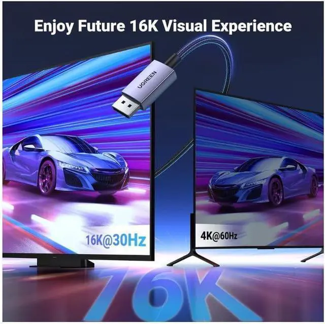 Alt view image 5 of 7 - UGREEN 16K DisplayPort Cable 2.1 [VESA Certified] DP2.0 40Gbps Support 8K@240Hz 4K@240Hz HDR, HDCP, DSC 1.2a, Braided Display Port Cable Cord Compatible FreeSync G-Sync Video Card Monitor, 6.6FT