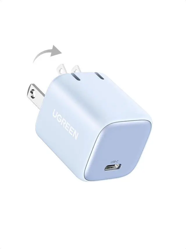 Main image of UGREEN 30W USB C Charger, Nexode Foldable GaN PPS Compact Fast Wall Charger Block, USB-C Power Adapter for iPhone 17/16/15/14, Galaxy S25/S24/S23, Pixel 9/8/7, MacBook Air, iPad(Blue)