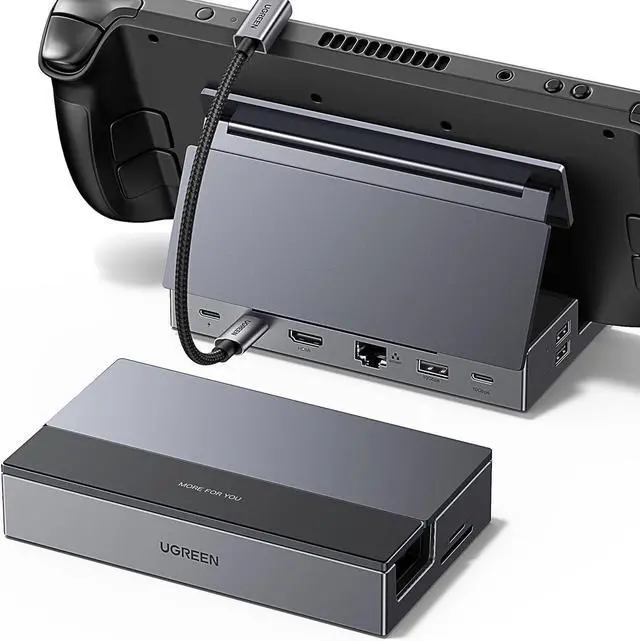 Main image of UGREEN Steam Deck Dock 9-in-1 USB C Docking Station with Foldable Stand, 4K@60Hz HDMI, Gigabit Ethernet, PD 100W, 10Gbps USB A&C 3.2, TF/SD Compatible with Steam Deck, Rog Ally, Rog X, Legion Go etc.