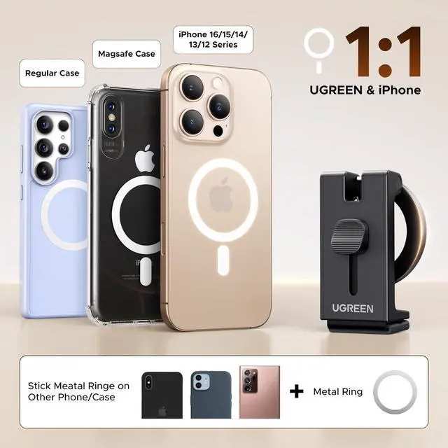 Alt view image 2 of 7 - UGREEN Airplane Phone Holder for Magsafe Air Plane Travel Essentials Magnetic Phone Mount Compatible with iPhone 17 Air 16 15 14 Plus 13 12 Pro Max Mini Magsafe Case, Handsfree for Long Flight Flying