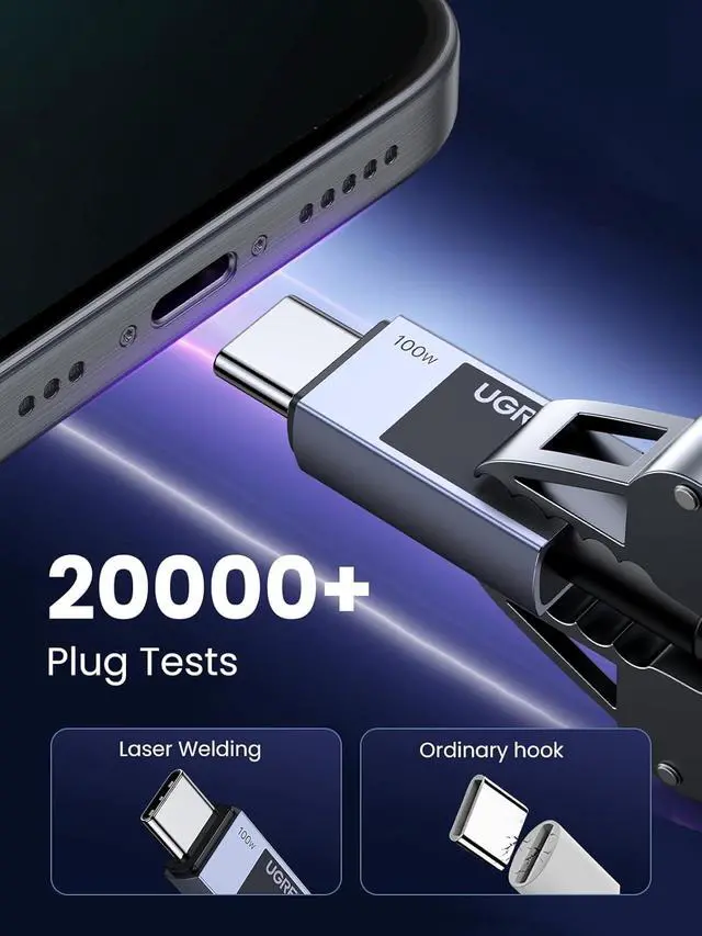 Alt view image 6 of 7 - UGREEN 100W USB C Cable Fast Charging, Type C Cord USB C Charger Cable for iPhone 17/17 Pro/17 Pro Max/16, MacBook Pro/Air, Galaxy S25/S24, iPad Pro/Air, Pixel 8, 3.3FT