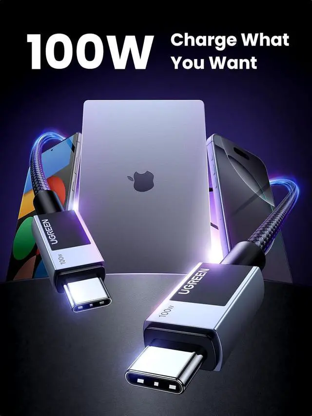 Alt view image 2 of 7 - UGREEN 100W USB C Cable Fast Charging, Type C Cord USB C Charger Cable for iPhone 17/17 Pro/17 Pro Max/16, MacBook Pro/Air, Galaxy S25/S24, iPad Pro/Air, Pixel 8, 3.3FT