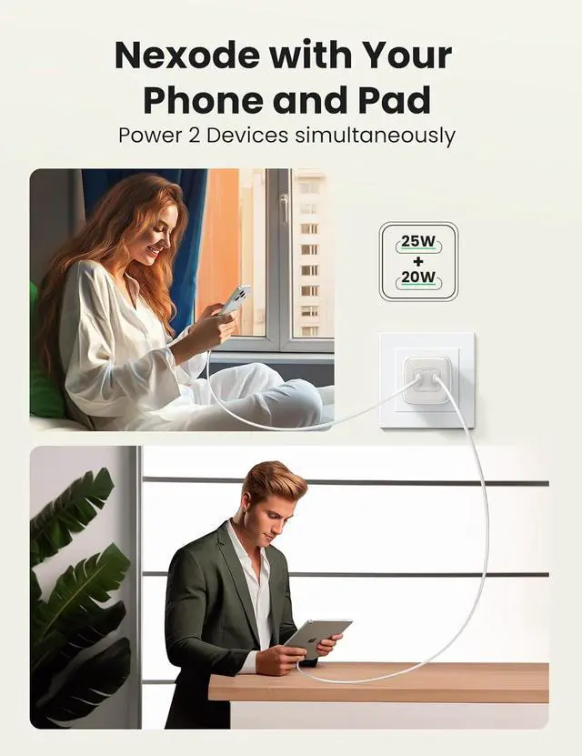 Alt view image 3 of 7 - UGREEN 45W USB C Charger, Nexode 2 Port GaN Foldable PPS Wall Charger Block Support Samsung Super Fast Charging 2.0 for Galaxy S25/S24/Note 20, iPhone 16/15/14, iPad, MacBook, Steam Deck (White)