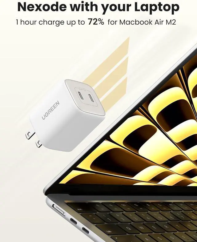 Alt view image 4 of 7 - UGREEN 45W USB C Charger, Nexode 2 Port GaN Foldable PPS Wall Charger Block Support Samsung Super Fast Charging 2.0 for Galaxy S25/S24/Note 20, iPhone 16/15/14, iPad, MacBook, Steam Deck (White)