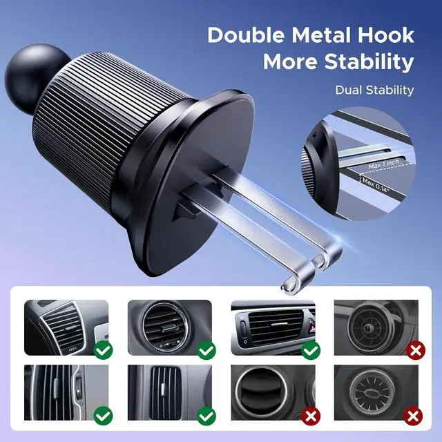 Alt view image 4 of 7 - UGREEN Phone Mount for Magsafe Air Vent Car Mount Magnetic Never Block Phone Holder Strengthen Magnetic Power Compatible with iPhone 17 16 15 Pro Max 14 13 12 Pro Mini MagSafe Case