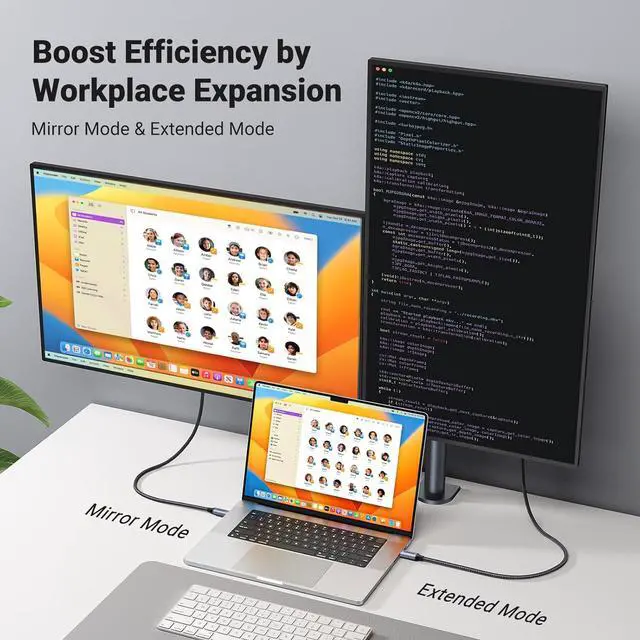 Alt view image 6 of 7 - UGREEN USB C to HDMI Cable (4K@60Hz) 6.6FT, Type C to HDMI Adapter Thunderbolt 4/3 to HDMI for Home Office Compatible with iPhone 17 Pro Max, MacBook Pro Air iPad Pro, XPS, Galaxy S25 Steam Deck