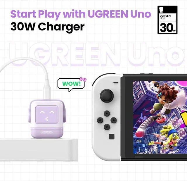 Alt view image 6 of 7 - UGREEN Uno 30W USB C Charger Block, Compact Nexode Robot GaN Fast Charger for iPhone 17/16/15/14, Galaxy S25/S24/S23/S22, Pixel 10/9/8/7, MacBook Air, iPad Pro (Kawaii Purple)
