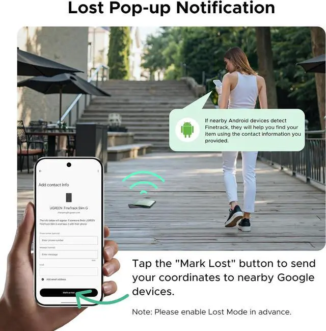 Alt view image 5 of 7 - UGREEN FineTrack Slim Smart G Bluetooth Tracker (Android Only), 5 Year Battery Life Google Smart Tracking Tag Work with Find Hub App, IP68 Waterproof Wallet Finder for Android 1.7mm Ultra-Slim