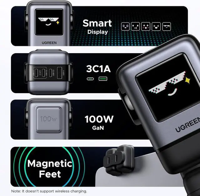 Alt view image 5 of 7 - UGREEN Uno 100W USB C Charger, Nexode 4-Port GaN Charger Compact Fast USB C Power Adapter for MacBook Pro/Air 2025, iPad Pro, iPhone 17 Pro, Galaxy S25 Ultra, Pixel 10, Steam Deck, ROG Ally