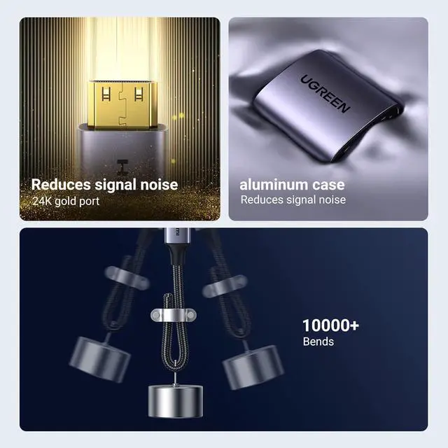 Alt view image 7 of 7 - UGREEN Mini HDMI to HDMI Adapter Aluminum Shell Braided 4K 60Hz HDR 3D Compatible with Raspberry Pi Zero 2 W/W Portable Monitor DSLR Camera Camcorder Graphics Card Laptop Projector Tablet, Grey