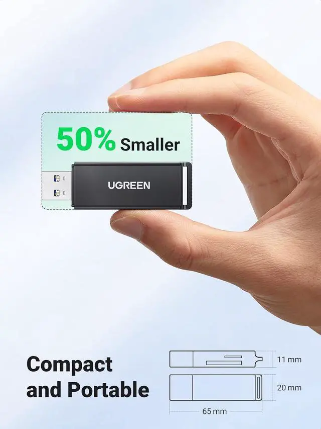 Alt view image 2 of 7 - UGREEN SD Card Reader - Portable USB 3.0 Dual Slot Flash Memory Card Adapter Hub for SDXC, SDHC, MMC, RS-MMC, TF, Micro SDXC, Micro SDHC UHS-I for Mac, Windows, Linux, Chrome PC, Laptop