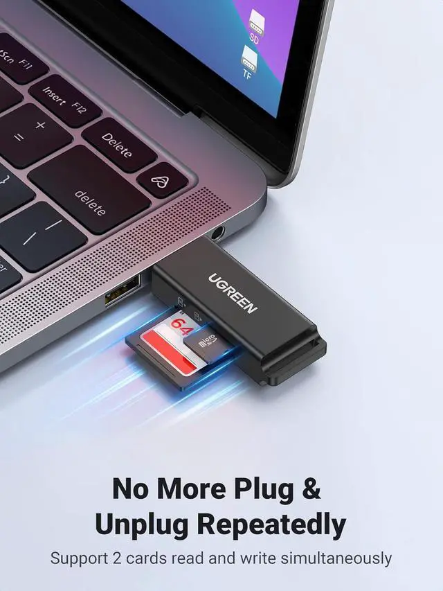 Alt view image 6 of 7 - UGREEN SD Card Reader - Portable USB 3.0 Dual Slot Flash Memory Card Adapter Hub for SDXC, SDHC, MMC, RS-MMC, TF, Micro SDXC, Micro SDHC UHS-I for Mac, Windows, Linux, Chrome PC, Laptop