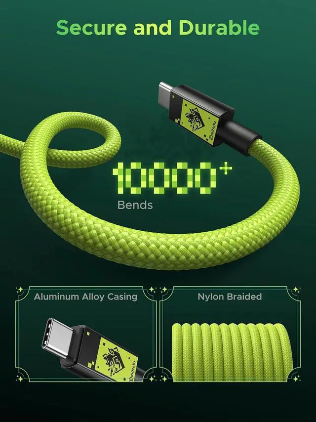 Alt view image 6 of 7 - UGREEN USB-C to USB-C Cable 100W Fast Charging, Genshin Impact Kinich-Themed Design, Compatible with iPhone 16/16 Pro/16 Pro Max, MacBook Pro/Air, Galaxy S25/S24, iPad Pro/Air, Pixel 8 (3.3ft)