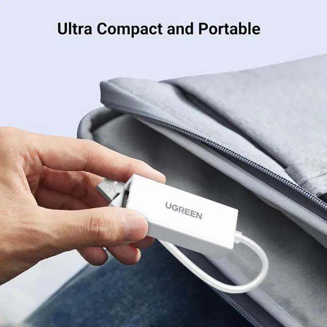 Alt view image 2 of 7 - UGREEN USB-A to Ethernet Adapter, 10/100 Mbps Network Adapter, RJ45 Wired LAN Internet Adapter for Laptop PC Compatible with Nintendo Switch MacBook Chromebook Surface Windows MacOS Linux White