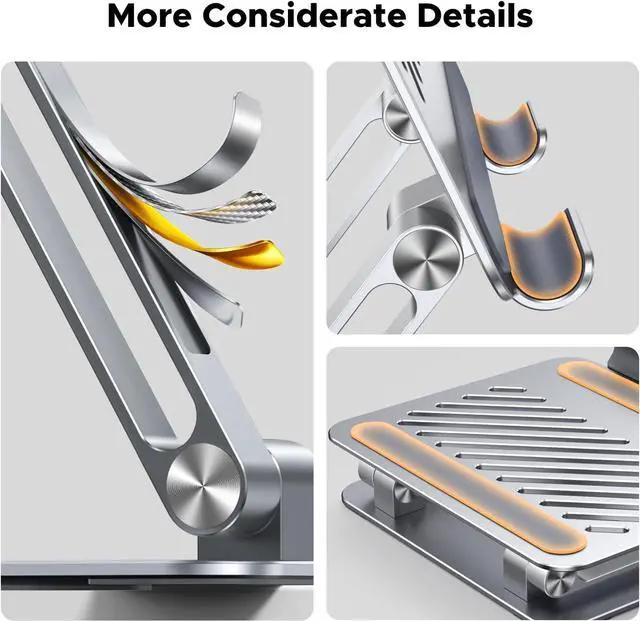 Alt view image 3 of 7 - UGREEN Tablet Stand Holder for Desk Dual Rod Support Aluminum Tablet Holder Adjustable Multi-Angle Home Office Accessories Compatible with iPad Pro 13 12 11 10.5 Air Mini 5 4 3 2 Phone E-Reader Silver