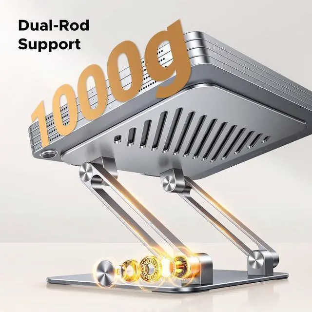 Alt view image 2 of 7 - UGREEN Tablet Stand Holder for Desk Dual Rod Support Aluminum Tablet Holder Adjustable Multi-Angle Home Office Accessories Compatible with iPad Pro 13 12 11 10.5 Air Mini 5 4 3 2 Phone E-Reader Silver
