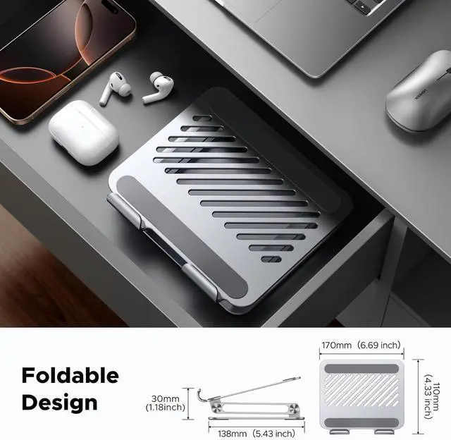 Alt view image 4 of 7 - UGREEN Tablet Stand Holder for Desk Dual Rod Support Aluminum Tablet Holder Adjustable Multi-Angle Home Office Accessories Compatible with iPad Pro 13 12 11 10.5 Air Mini 5 4 3 2 Phone E-Reader Silver