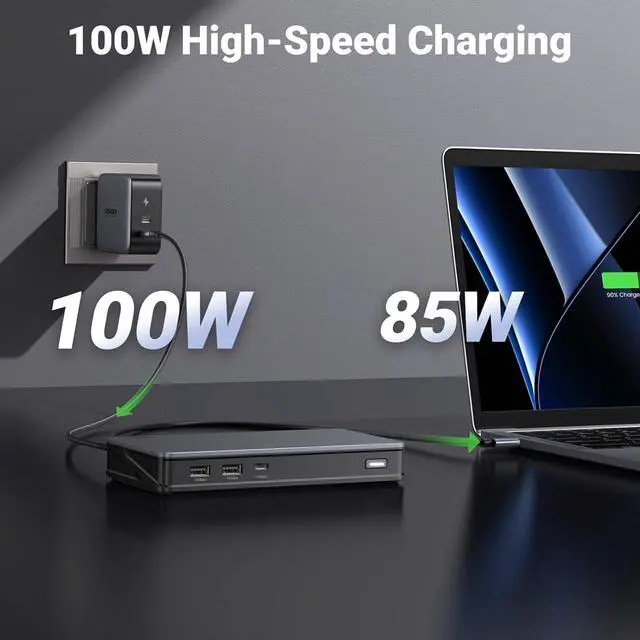 Alt view image 3 of 7 - UGREEN Revodok Pro 209 USB C Docking Station, DisplayLink 9-in-1 Dual 4K@60hz Monitor Dock for MacBook & Windows with 2 DP & 2 HDMI, 10 Gbps USB C & USB-A Data Ports, 100W PD, Gigabit Ethernet