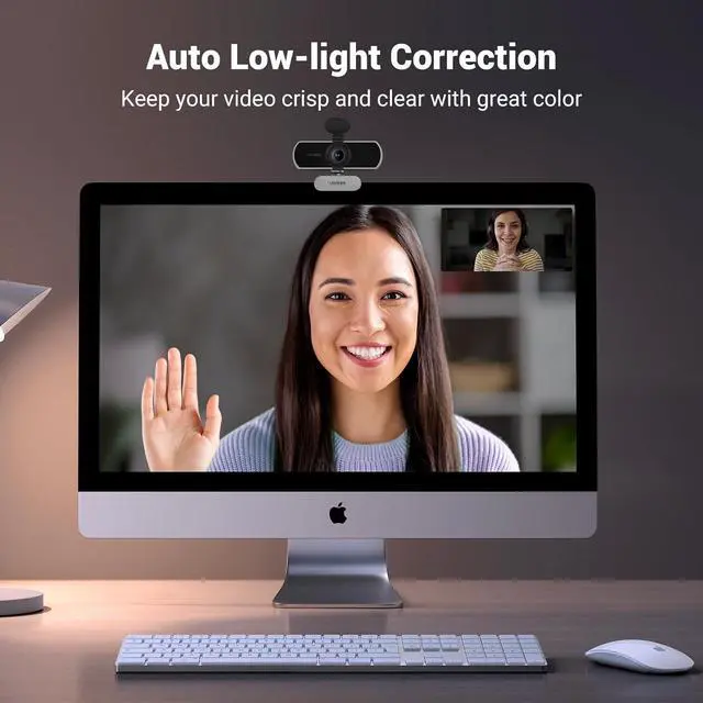 Alt view image 5 of 7 - UGREEN Full HD 1080P Webcam with Microphone, 2 Noise-Canceling Mics, 85° Fov & Fixed Focus, Plug and Play, Auto Light Correction, Privacy Cover PC Camera for Zoom/Skype/Teams, Switch 2, Silver Gray