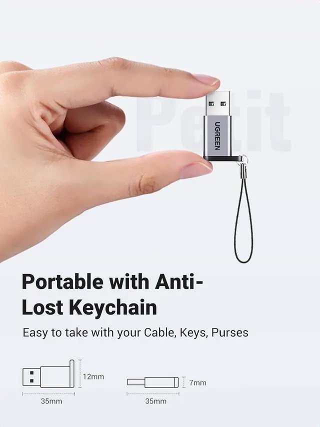 Alt view image 6 of 7 - UGREEN 10Gbps USB C Female to USB Male Adapter 2 Pack, Type C to USB A Charger Cable Converter Compatible with Apple Watch iPhone 15 14 13 AirPods 3 MacBook Samsung Galaxy Note Google Pixel etc Gray