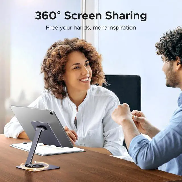 Alt view image 2 of 7 - UGREEN Tablet Stand Holder for Desk 360° Rotating Base Aluminum Tablet Holder Adjustable Multi-Angle Home Office Accessories Compatible with iPad Pro Air Mini 13 12.9 11 Inch