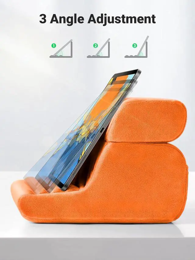 Alt view image 5 of 7 - UGREEN Tablet Pillow Stand for Lap Soft Holder Bed with 3 Viewing Angles Adjustable Home Office Accessories Compatible with iPad Pro 13 12 11 10.5 Air Mini 5 4 3 2 Phone 16 15 14 E-Reader Orange