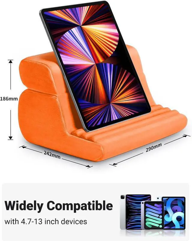 Alt view image 6 of 7 - UGREEN Tablet Pillow Stand for Lap Soft Holder Bed with 3 Viewing Angles Adjustable Home Office Accessories Compatible with iPad Pro 13 12 11 10.5 Air Mini 5 4 3 2 Phone 16 15 14 E-Reader Orange