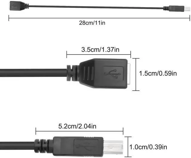 Alt view image 4 of 7 - JAENFONG USB 2.0 Type-B Printer Extension Cable USB-B Male to Female Print and Data Transfer Cable Cord Printer Short Extension Wire for Scanner Fax HDD and More -25CM/98.INCH 2PCS