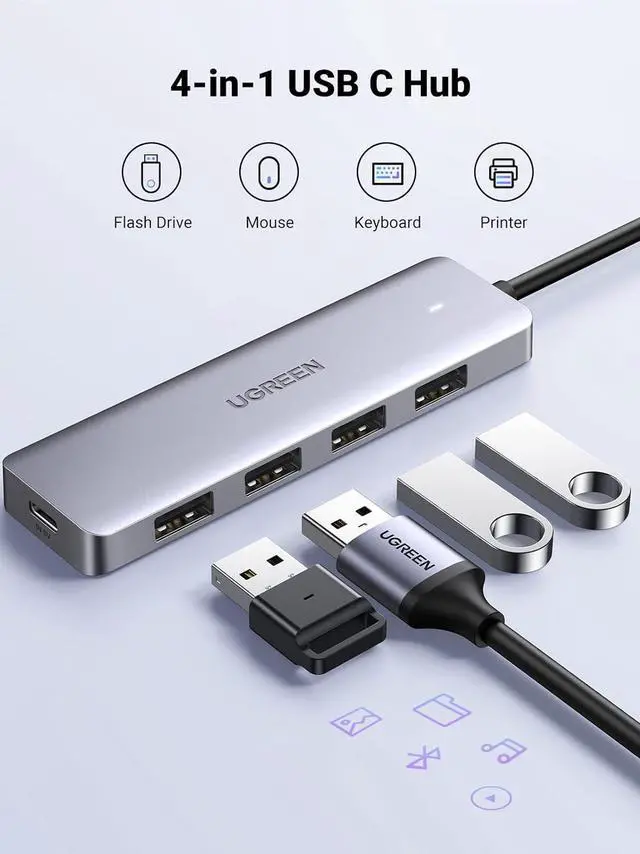 Alt view image 3 of 7 - UGREEN USB C Hub - 4 Port USB 3.0 Powered Splitter for Laptops, MacBooks, iPads, Chromebooks, iPhones, Galaxy S23 & More, 2FT
