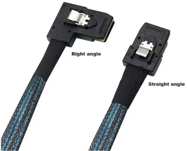 Alt view image 5 of 5 - JAENFONG Mini SAS SFF-8087 Straight to SFF-8087 Right Angle Internal Server Cable \u2013 12Gbps High Speed 30AWG Data Cable, Black Flat Connector (0.5m)
