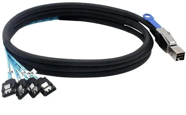 Alt view image 3 of 5 - JAENFONG Mini SAS HD SFF-8644 with IC to 4 x SATA 7-Pin Cable 6Gbps High-Speed Server Hard Drive Interconnect, 28AWG Copper Wire (1m)