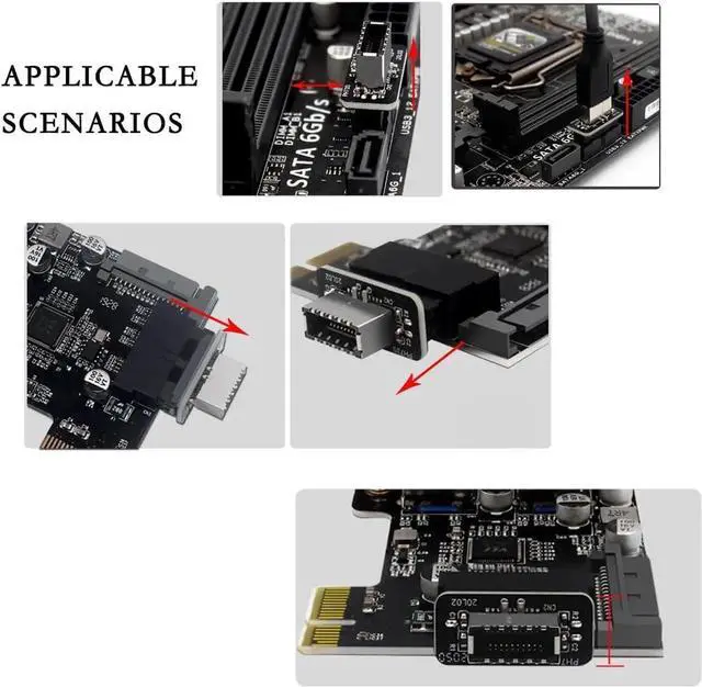 Alt view image 2 of 7 - JAENFONG PH73S+ USB Front Panel Adapter 10Gbps Type-E USB 3.0 Front 19PIN to 3.1 USB C Header Support for Motherboard with USB 3.0 USB3.1 19PIN Interface