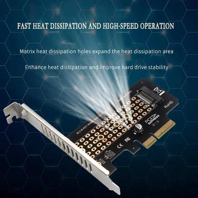 Alt view image 2 of 7 - JAENFONG PH41 PCIe3.0 X4 to M.2 NVME MKey Adapter Card 32gbps Compatible with M.2 NVMe 2230-2280 SSD X4 X8 X16 Slot (Half Height)