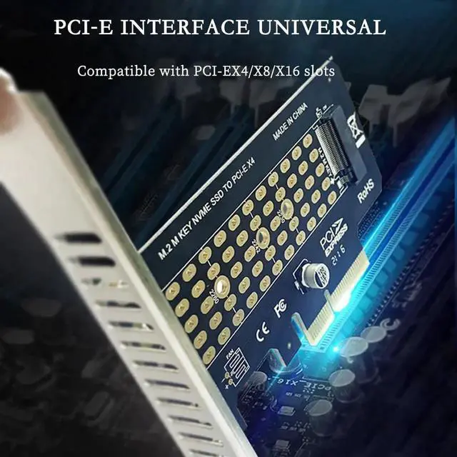 Alt view image 5 of 7 - JAENFONG PH41 PCIe3.0 X4 to M.2 NVME MKey Adapter Card 32gbps Compatible with M.2 NVMe 2230-2280 SSD X4 X8 X16 Slot (Half Height)