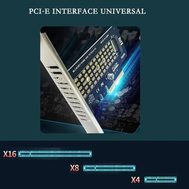 Alt view image 7 of 7 - JAENFONG PH41 PCIe3.0 X4 to M.2 NVME MKey Adapter Card 32gbps Compatible with M.2 NVMe 2230-2280 SSD X4 X8 X16 Slot (Half Height)