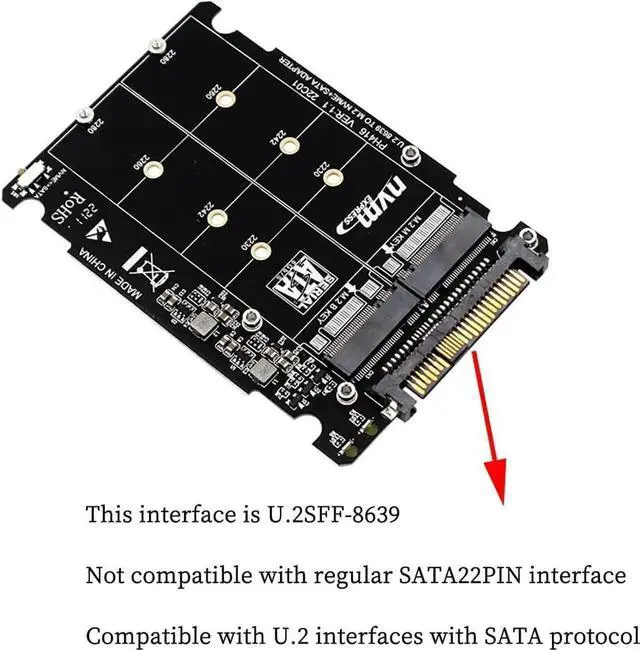 Alt view image 7 of 7 - JAENFONG PH416 M.2 NVMe PCIe3.0 X4 to U.2 SFF8639 Extension Card 6G Support 2.5in SSD Bkey Mkey 2230 2242 2260 2280 (PH416PCBA)