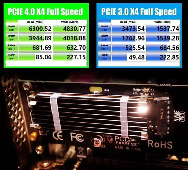 Alt view image 7 of 7 - JAENFONG PA09-HS M.2 NVMe to PCIe 4.0 X4 Adapter with M.2 Heatsink for M.2 NVMe SSD