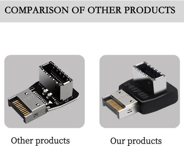 Alt view image 2 of 6 - JAENFONG USB 3.2 Type-E 90 Degree Front Panel Socket, Vertical USB C Header Adapter Converter for Computer Motherboard (PH74B)