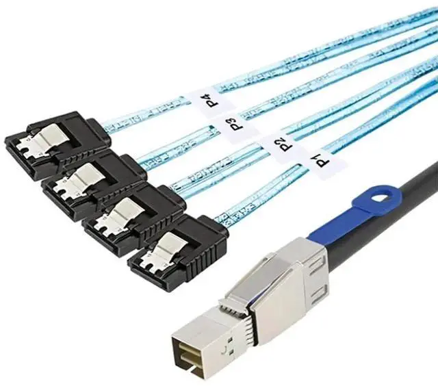 Alt view image 5 of 5 - JAENFONG Mini SAS HD SFF-8644 with IC to 4 x SATA 7-Pin Cable \u2013 6Gbps High-Speed Server Hard Drive Interconnect, 28AWG Copper Wire (3m)